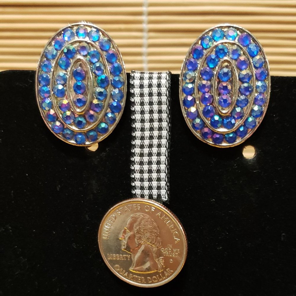 Royal Blue Borealis Color Stone Earrings.